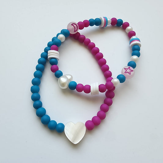 Pink and Royal Blue Heart Shape