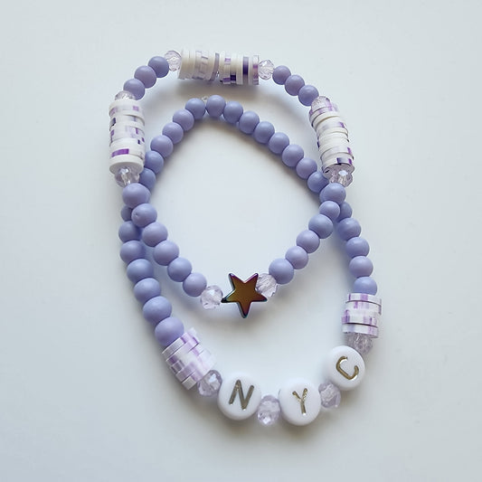 NYC Bracelet Purple and White with Star